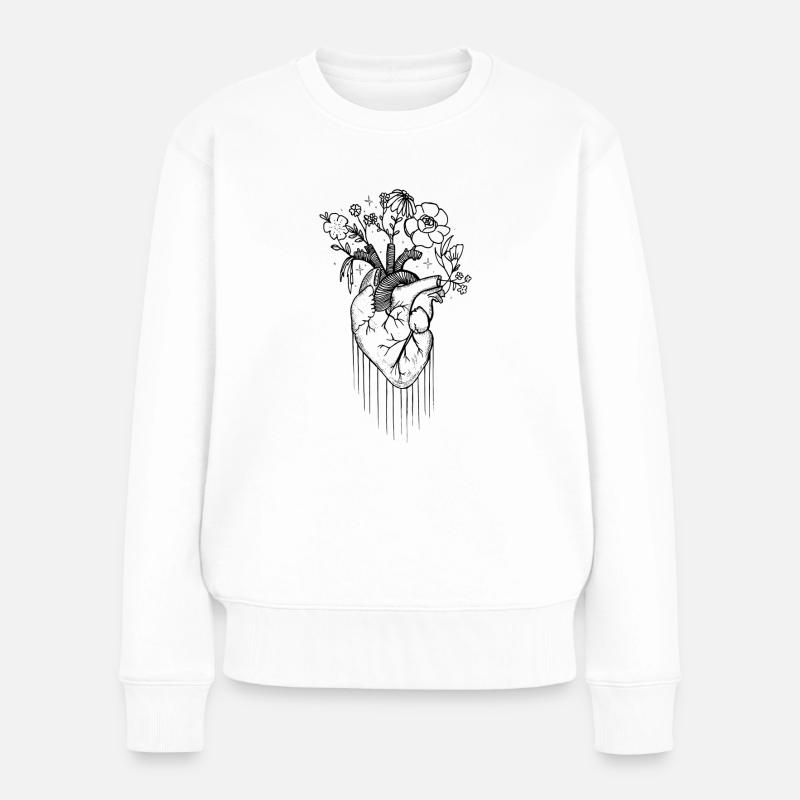 BLOOMING LOVE - Frauen Premium Bio Pullover - Weiß