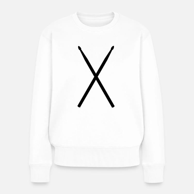 Baguettes-bâtons de tambour pour batteurs - Pull Premium bio Femme - blanc
