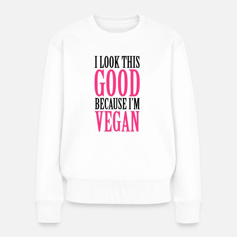 Vegan - Frauen Premium Bio Pullover - Weiß