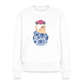 Matroschka Viola - Frauen Premium Bio Pullover - Weiß - Vorne - Julia (174cm)
