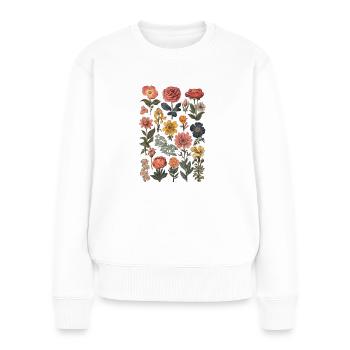 Wild Flower Botanical Floral Summer Flowers - Frauen Premium Bio Pullover - Weiß - Vorne - Julia (174cm)
