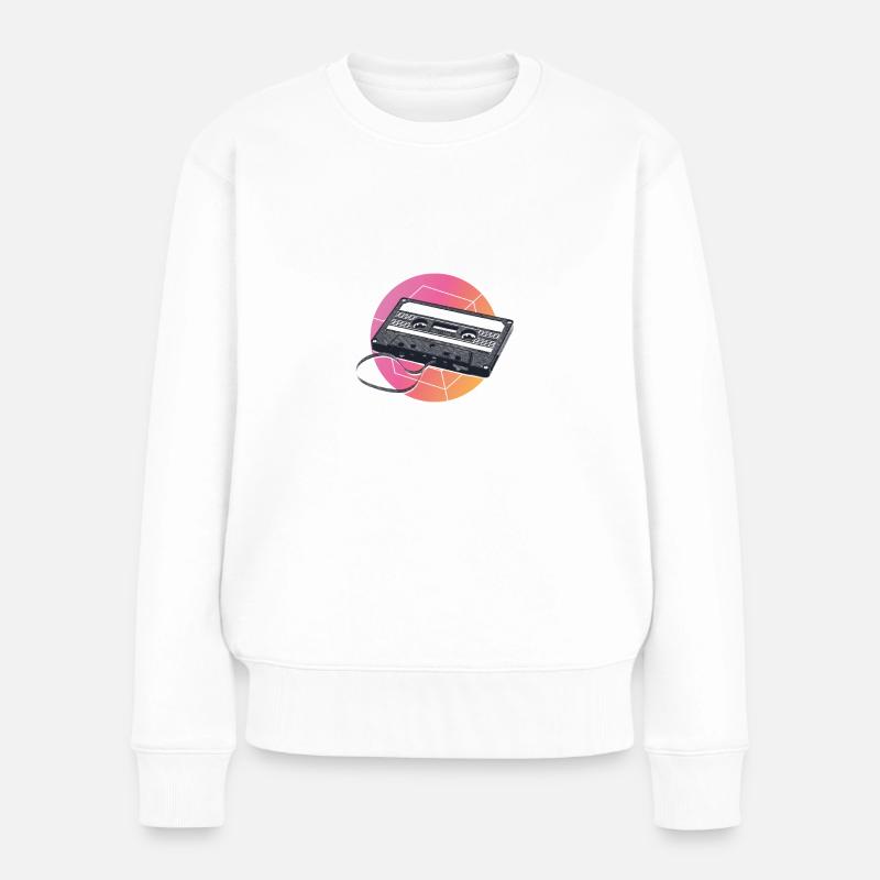 80s Vintage Cassette - Frauen Premium Bio Pullover - Weiß