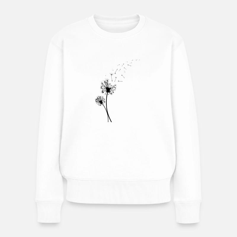 Pusteblume mit fliegenden Samen. Geschenk - Frauen Premium Bio Pullover - Weiß