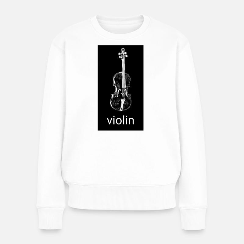 Schwarze Violine Silhouette - Frauen Premium Bio Pullover - Weiß