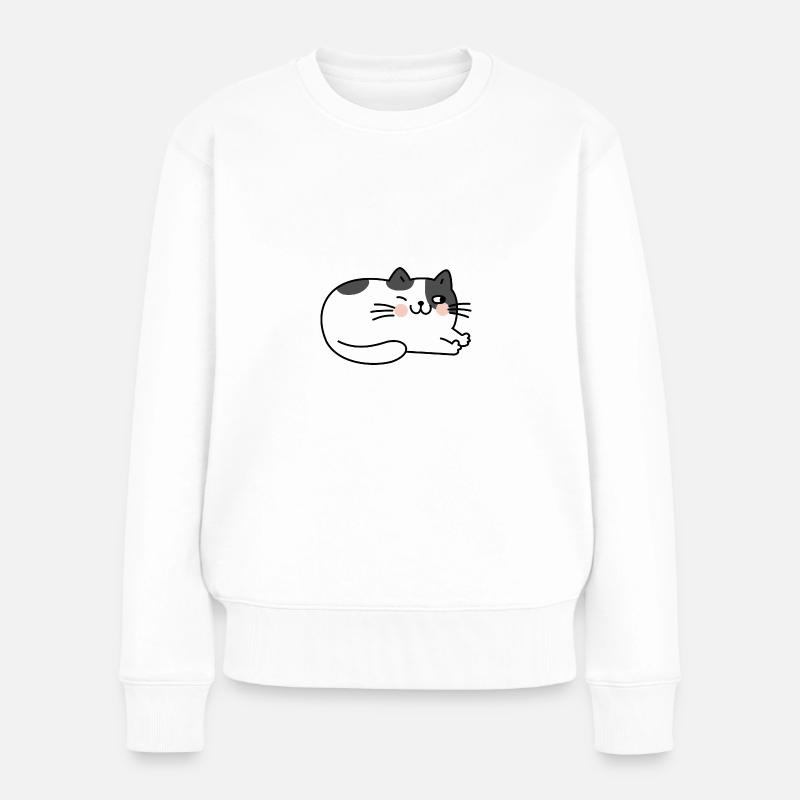 Chat Couché Mignon - Pull Premium bio Femme - blanc