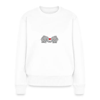 Herz Elefant Liebe - Frauen Premium Bio Pullover - Weiß - Vorne - Julia (174cm)