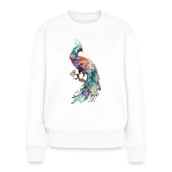 Aquarelle Oiseau - Pull Premium bio Femme - blanc - Devant - Julia (174cm)