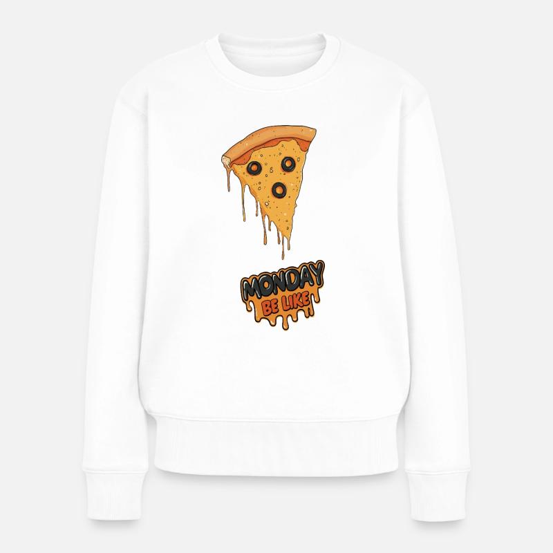 Monday Be Like – Lustiges Pizza-Motiv- Oliven - Frauen Premium Bio Pullover - Weiß