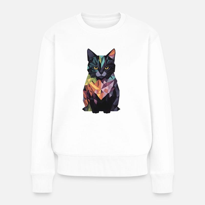 Chat coloré abstrait - Pull Premium bio Femme - blanc