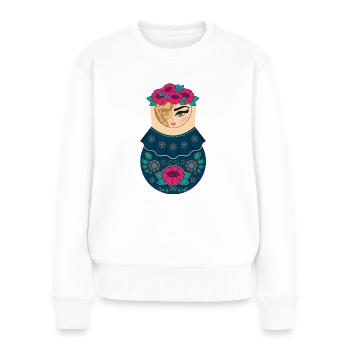 Matroschka Edita - Frauen Premium Bio Pullover - Weiß - Vorne - Julia (174cm)