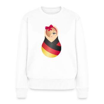 Matroschka Jule – Team Germany - Frauen Premium Bio Pullover - Weiß - Vorne - Julia (174cm)