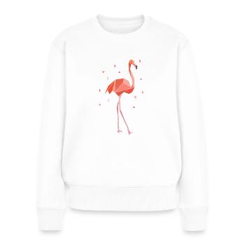 Flamingo géométrique - Pull Premium bio Femme - blanc - Devant - Julia (174cm)
