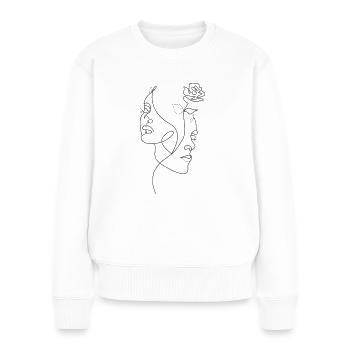 PORTRÄT von verliebten Menschen Rose eine Zeile - Frauen Premium Bio Pullover - Weiß - Vorne - Julia (174cm)