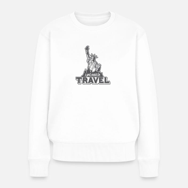 Ich werde für´s Reisen bezahlt - Frauen Premium Bio Pullover - Weiß