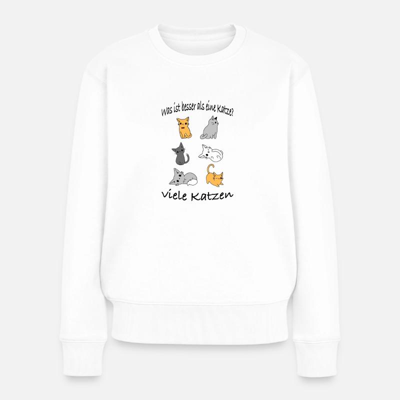 Katzen - Frauen Premium Bio Pullover - Weiß