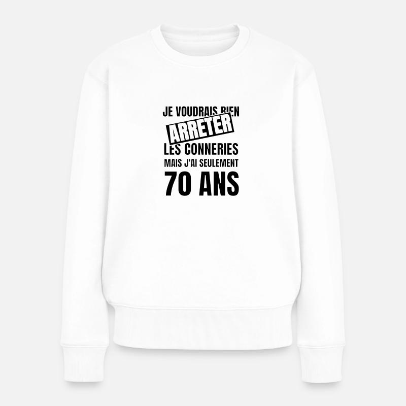 70 ans - Pull Premium bio Femme - blanc