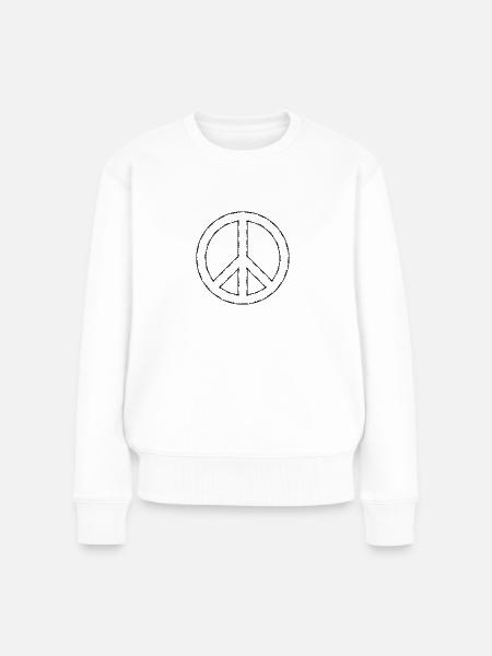 Peace - Frauen Premium Bio Pullover - Weiß