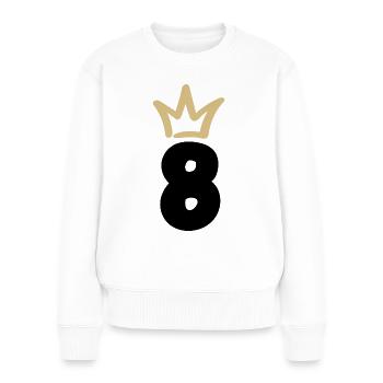 NUMMER ACHT 8 Krone - Frauen Premium Bio Pullover - Weiß - Vorne - Julia (174cm)