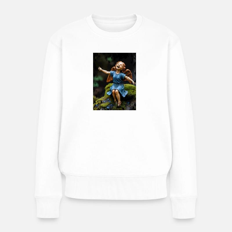Lachender Engel - Frauen Premium Bio Pullover - Weiß