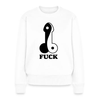 Cock Schwanz Penis – Yin und Yang – CO6 - Frauen Premium Bio Pullover - Weiß - Vorne - Julia (174cm)