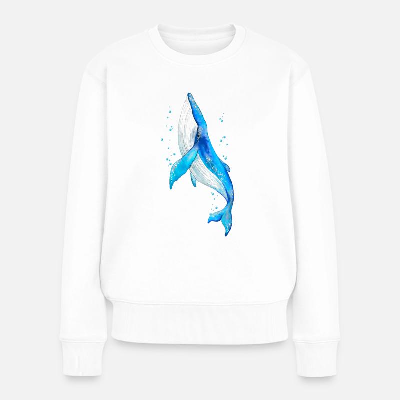 Wal - Frauen Premium Bio Pullover - Weiß