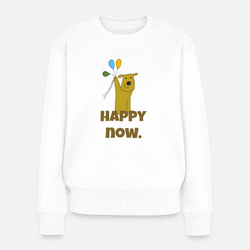 hund happy now - Frauen Premium Bio Pullover - Weiß