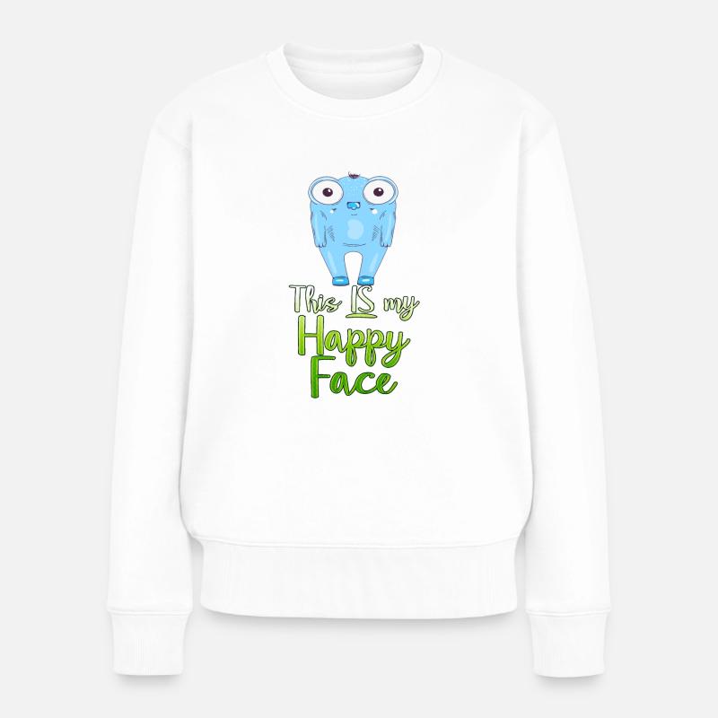 Angry Gesicht Gesicht Cartoon glückliches Gesicht Cartoon - Frauen Premium Bio Pullover - Weiß