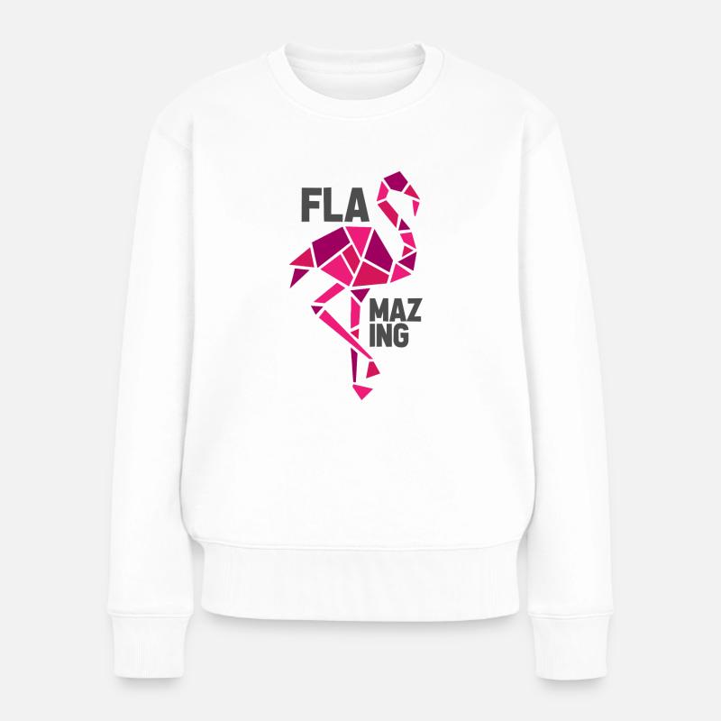 flamazing flamingo - Frauen Premium Bio Pullover - Weiß