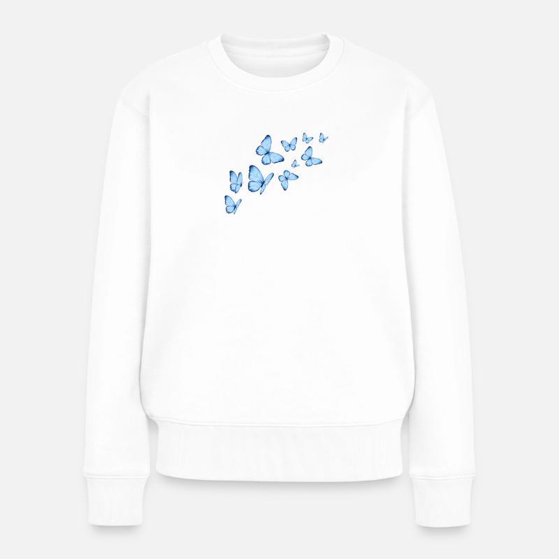 Schmetterlinge - Frauen Premium Bio Pullover - Weiß