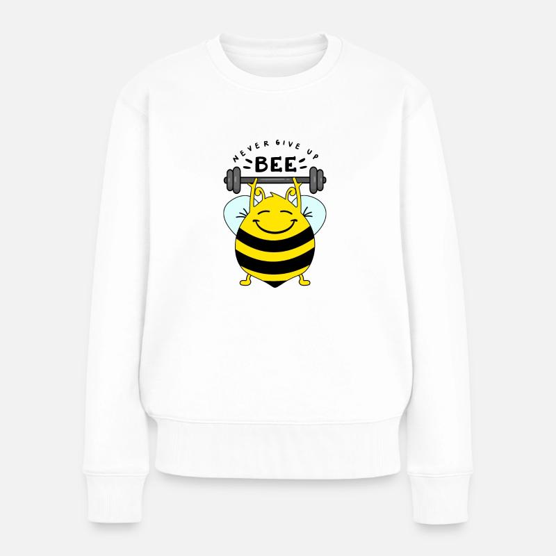 Biene - gib niemals auf - Frauen Premium Bio Pullover - Weiß