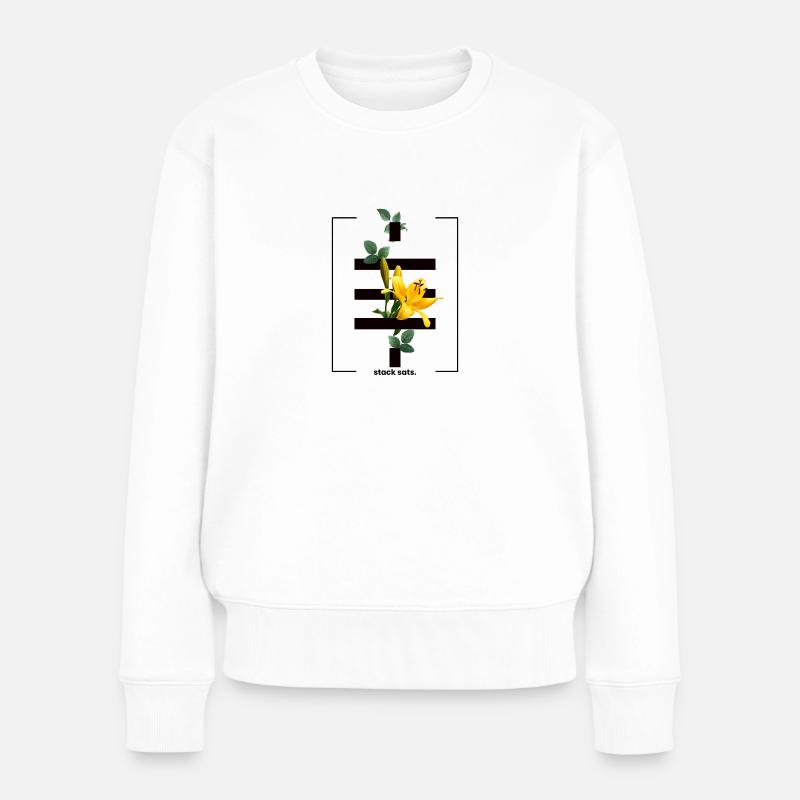 Blumen Bitcoin Crypto Satoshis Symbol 21 - Frauen Premium Bio Pullover - Weiß