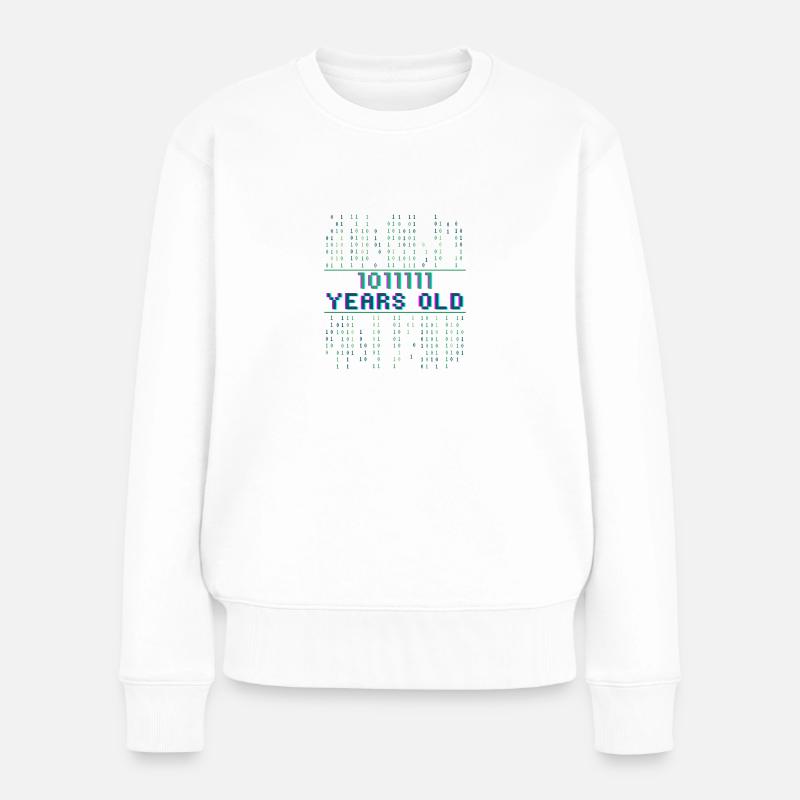 95th Birthday 95 Years Old Binary Code Computer Science - Women's Premium Organic Jumper - white