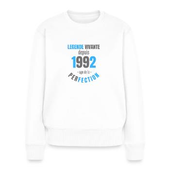 Légende vivante depuis 1992 cadeau anniversaire - Pull Premium bio Femme - blanc - Devant - Julia (174cm)