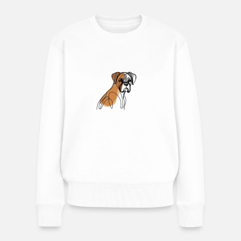Deutscher Boxer Hund Linie Schwarz Design Line Art - Frauen Premium Bio Pullover - Weiß