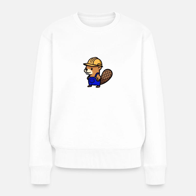 Biber Bob Baumeister Blaumann Handwerker Beruf - Frauen Premium Bio Pullover - Weiß