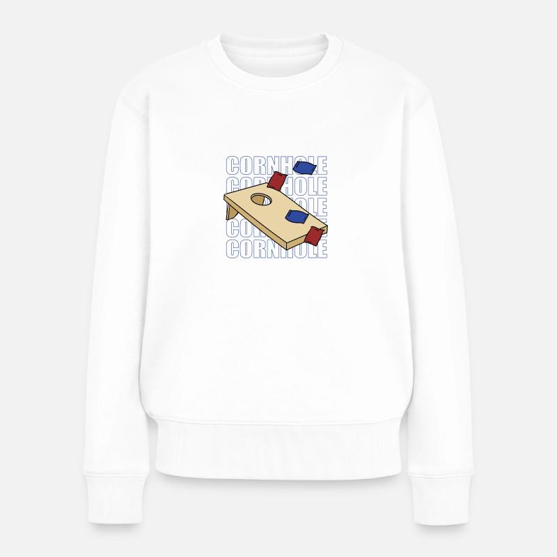 Ironischer Spruch Cornhole Sport Hobby Sackhüpfen - Frauen Premium Bio Pullover - Weiß