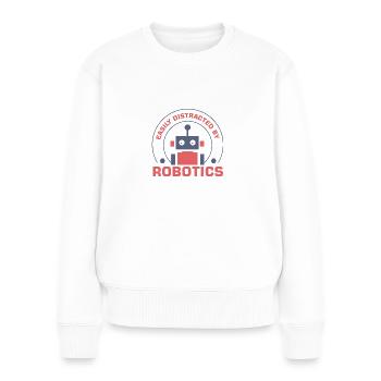 Abgelenkt von Robotik Nette Robotertechnik - Frauen Premium Bio Pullover - Weiß - Vorne - Julia (174cm)