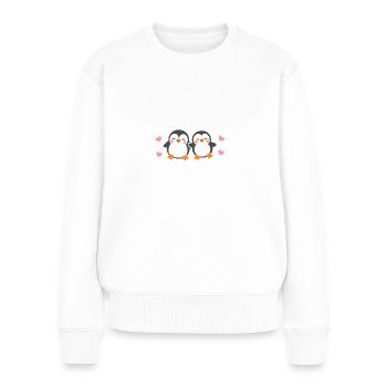 Große Schwester Pinguin-Motiv - Frauen Premium Bio Pullover - Weiß - Vorne - Julia (174cm)