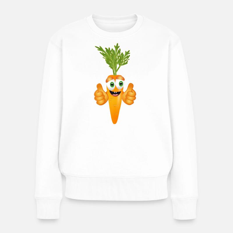 Comicfigur Karotte - Witziger Genuss für die Augen - Frauen Premium Bio Pullover - Weiß
