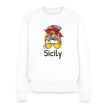 Sicile Flag Italie Palerme Trinacria Italia - Pull Premium bio Femme - blanc - Devant - Julia (174cm)