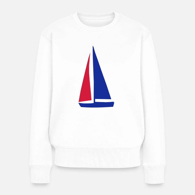 Segelboot - Frauen Premium Bio Pullover - Weiß