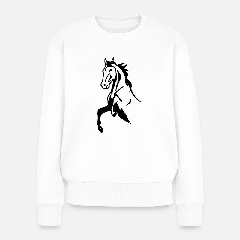 Pferd - Frauen Premium Bio Pullover - Weiß