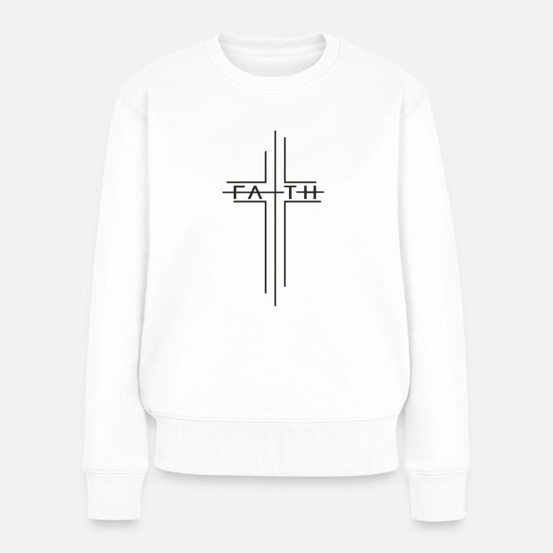 faith - Frauen Premium Bio Pullover - Weiß