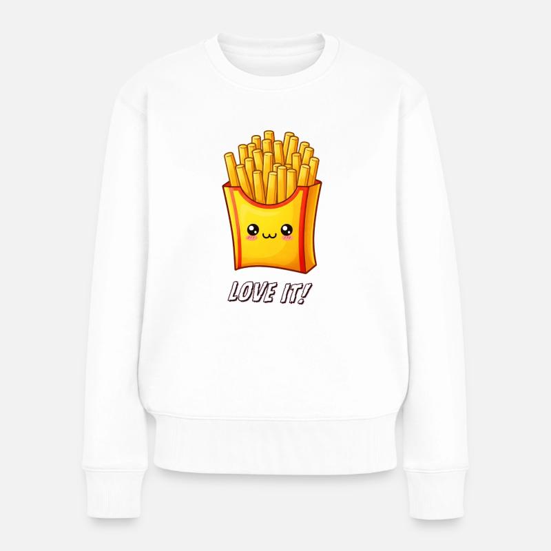 Niedliche Pommes - LOVE IT! - Frauen Premium Bio Pullover - Weiß