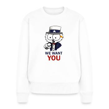 We Want You - Pull Premium bio Femme - blanc - Devant - Julia (174cm)