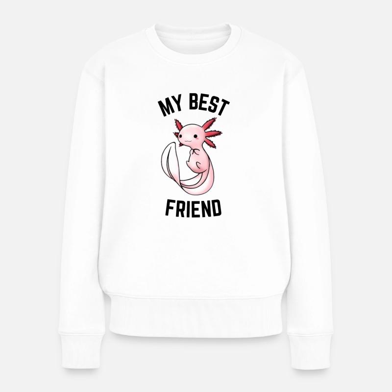 Axlotl - Süßer Freund - Frauen Premium Bio Pullover - Weiß