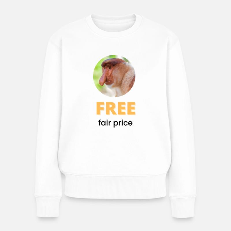 Kostenloser fairer Preis | Schwarzer Text - Frauen Premium Bio Pullover - Weiß