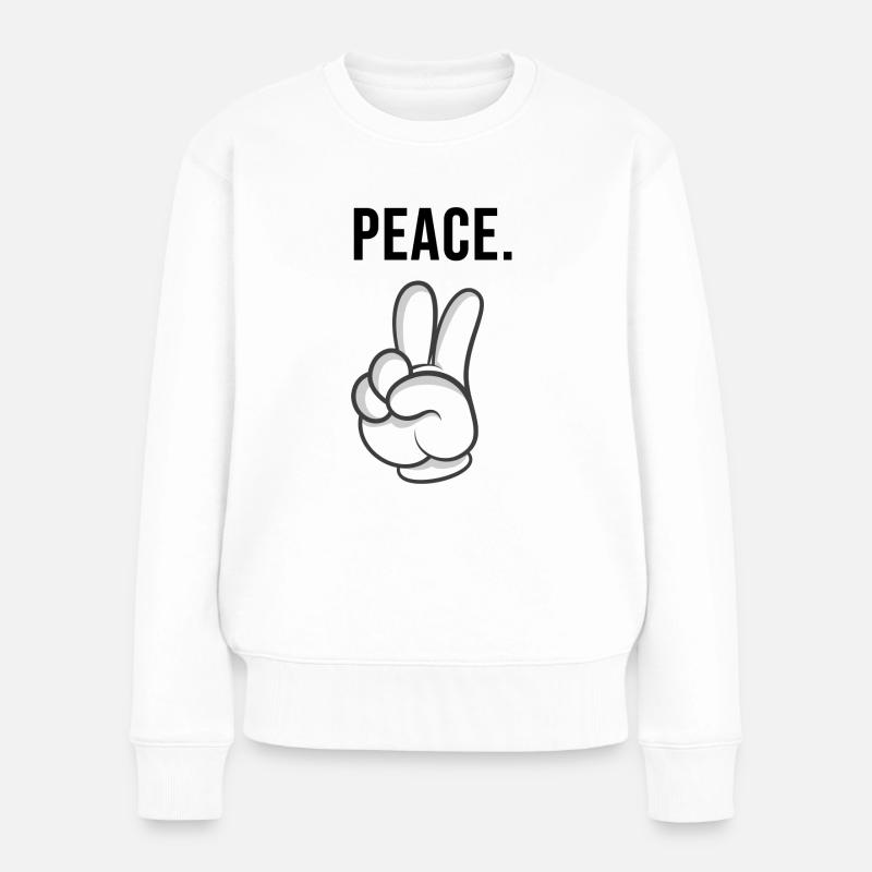 peace hand - Frauen Premium Bio Pullover - Weiß