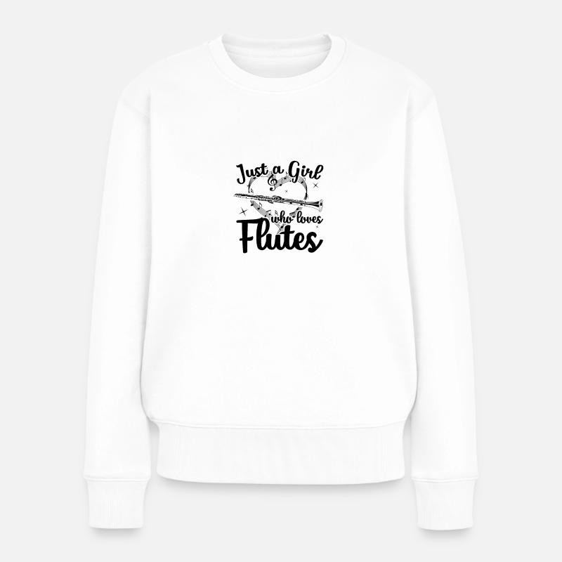 Flöten Mädchen | Querflöte Flötistin Geschenkideen - Frauen Premium Bio Pullover - Weiß
