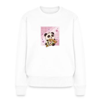 Cute Kawaii Panda Who Eats Pizza Anime Manga - Women's Premium Organic Jumper - white - Front - Julia (174cm)